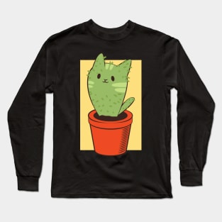 Cactus Kitten Tshirt gift Long Sleeve T-Shirt